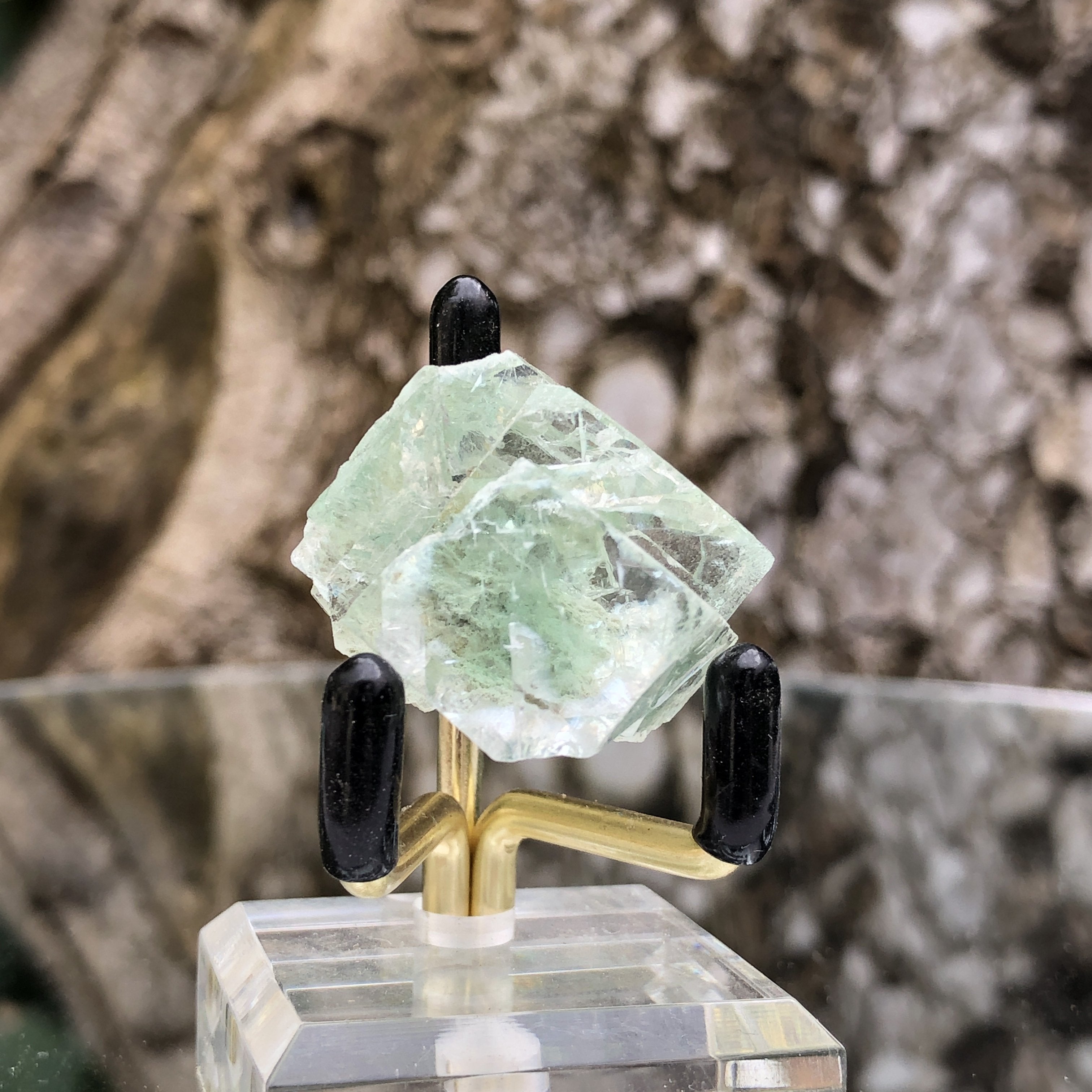 14g 3x3x2cm Glass Green and Clear Fluorite from Xianghualing,Hunan,CHINA - Locco Decor