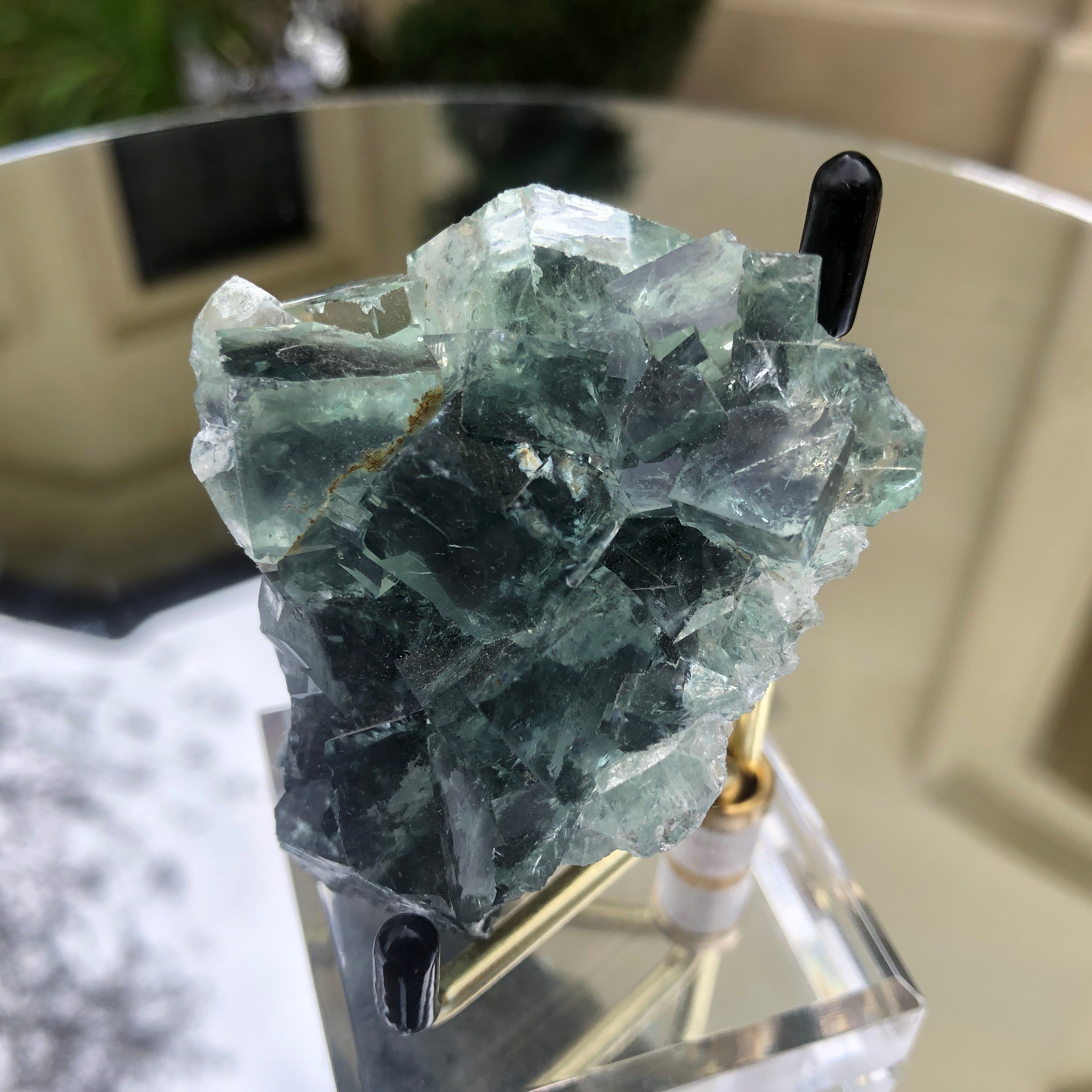 98g 7x6x4cm Glass Green and Clear Fluorite from Xianghualing,Hunan,CHINA