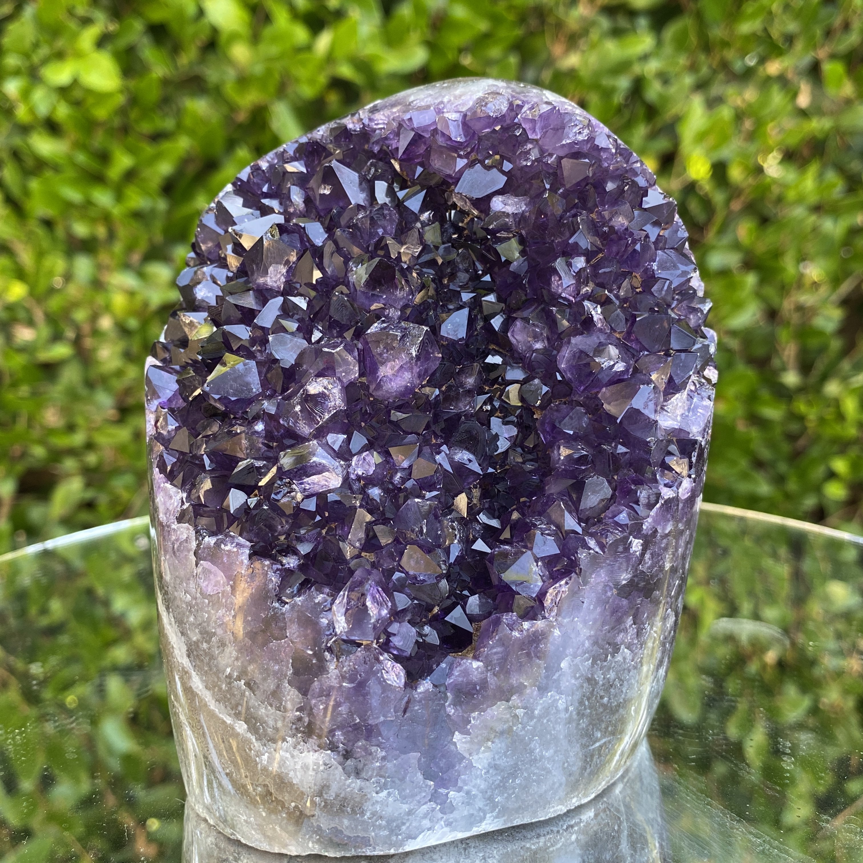 1.584kg 13x12x9cm Grade A+ Big Smooth Crystal Purple Amethyst Geode from Uruguay - Locco Decor