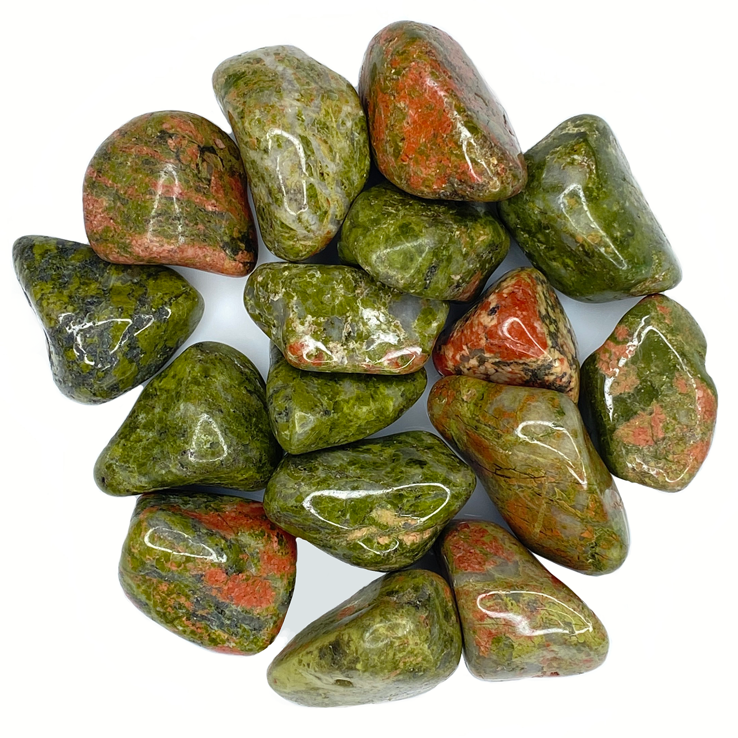 Bulk Tumbled Stone - Large - Green Unakite from South Africa