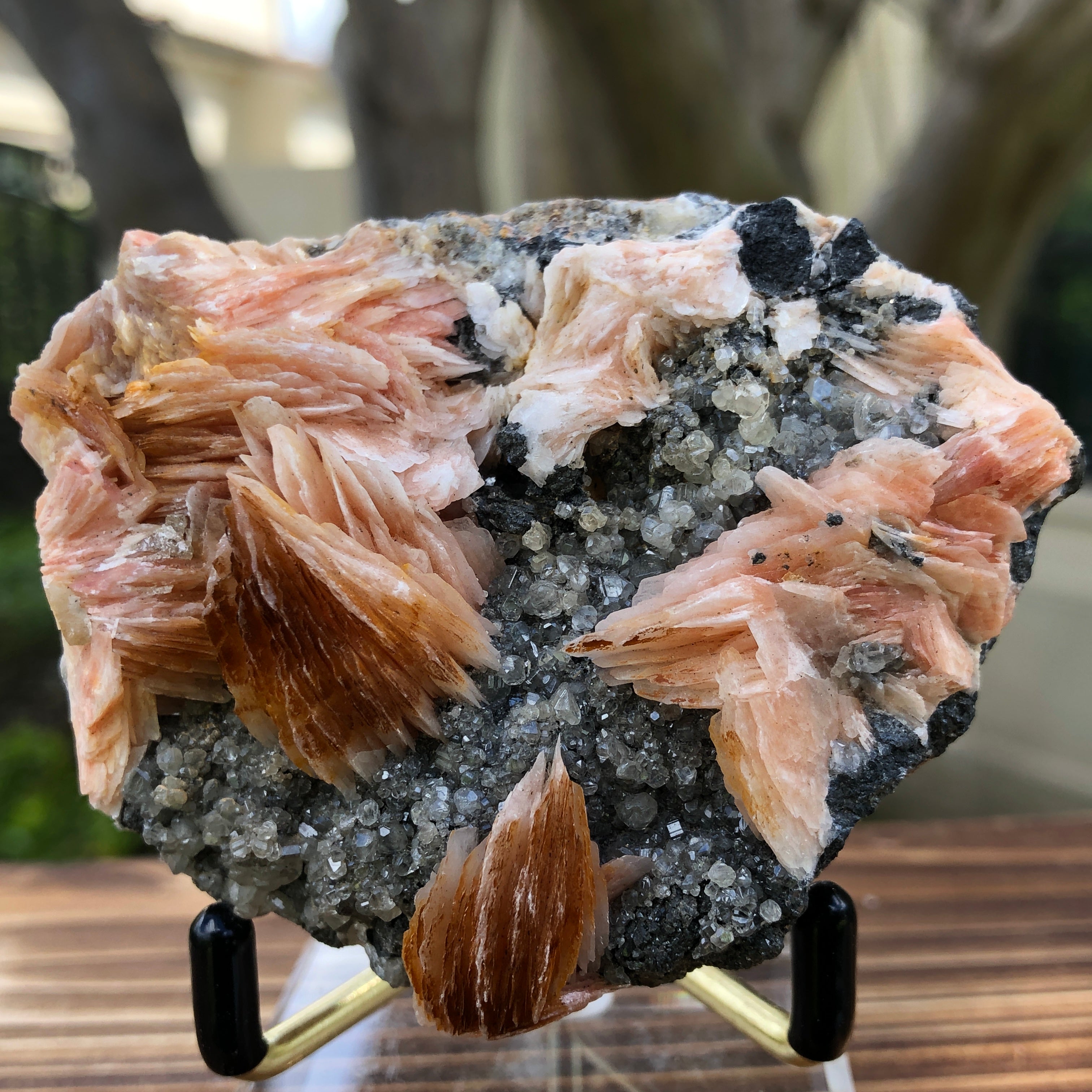 260g 2.3x2.8x1cm Silver Galena Clear Quartz and Pink Barite from Morocco