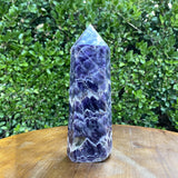 884g 18x7x6cm Purple Banded Chevron Amethyst Point Tower from South Africa