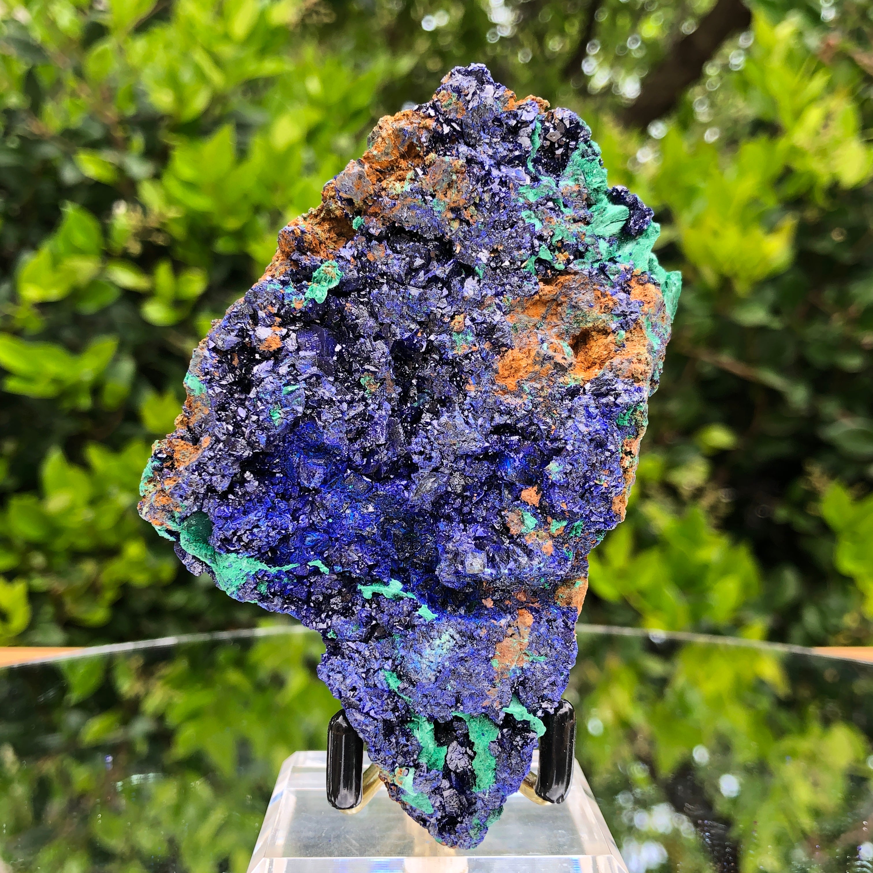 225g 10x5x8cm Shiny Blue Azurite w/ green Malachite from Sepon Mine, Laos