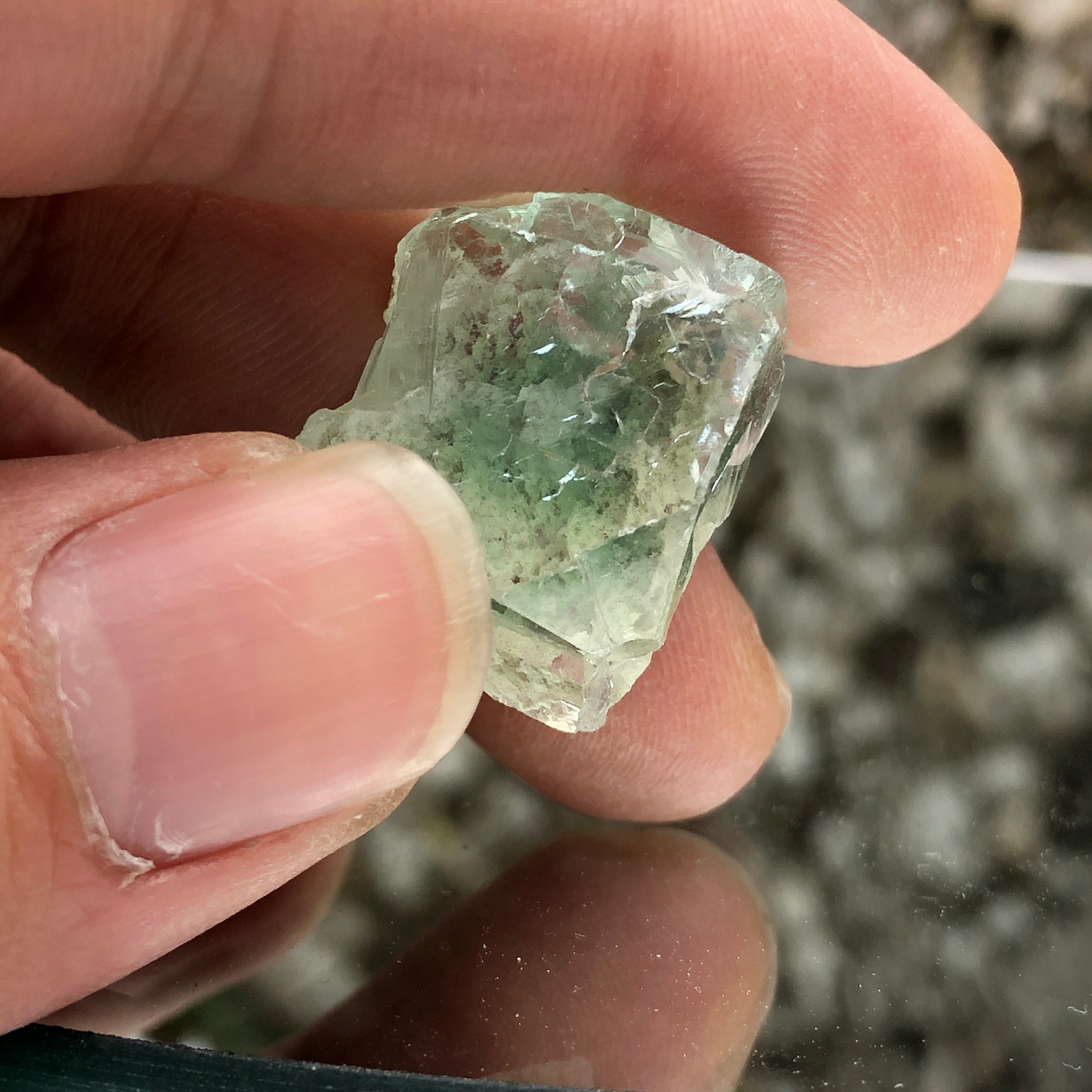 8g 2x2x2cm Glass Green and Clear Fluorite from Xianghualing,Hunan,CHINA
