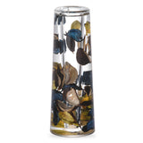 Acrylic Liquid 3D Floating Motion Cylinder Oval Flower Vase Boutique Floral Decoration Blue Gold Leaf