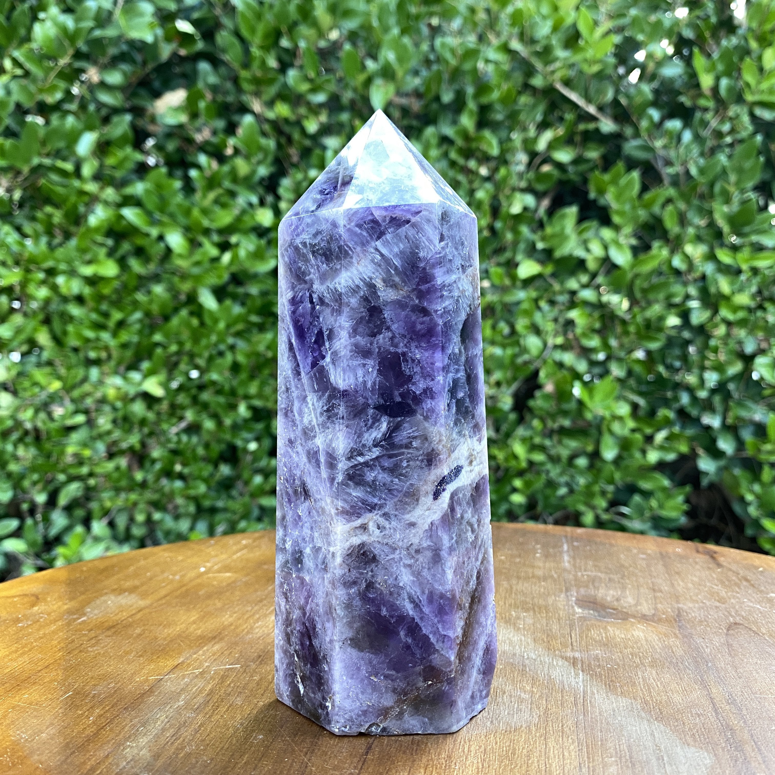 776g 17x7x7cm Purple Banded Chevron Amethyst Point Tower from South Africa - Locco Decor