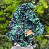 276g 10x8x6cm Shiny Blue Azurite w/ green Malachite from Sepon Mine, Laos
