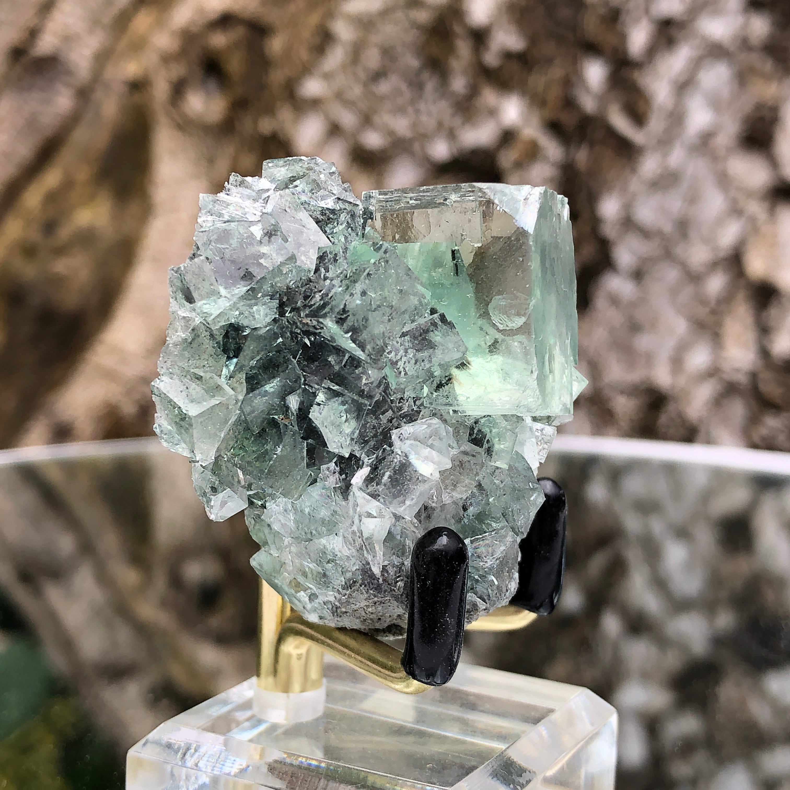 50g 5x5x3cm Glass Green and Clear Fluorite from Xianghualing,Hunan,CHINA