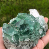 558g 15x9x6cm Glass Green and Clear Fluorite from Xianghualing,Hunan,CHINA