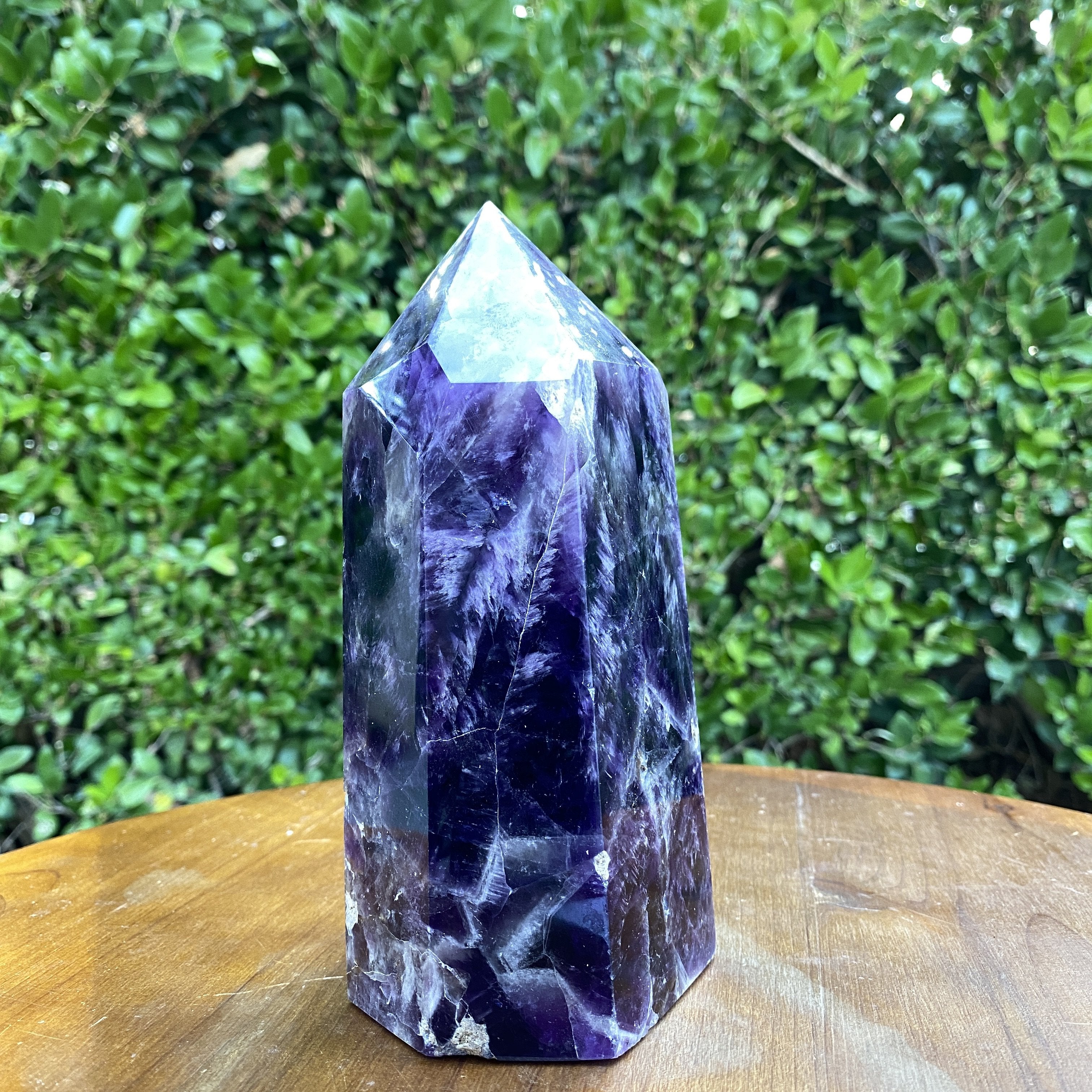 1.63kg 17x9x8cm Purple Banded Chevron Amethyst Point Tower from South Africa - Locco Decor