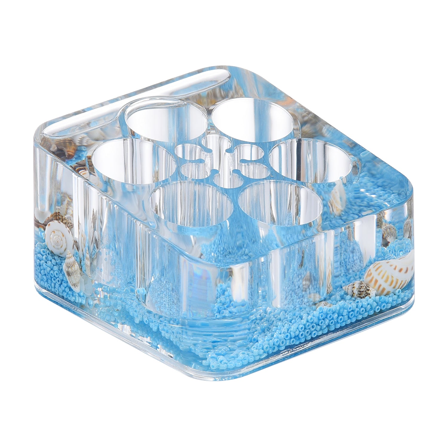 Acrylic Liquid 3D Floating Motion Square Lipstick Brush Makeup Holder Orangizer Conch
