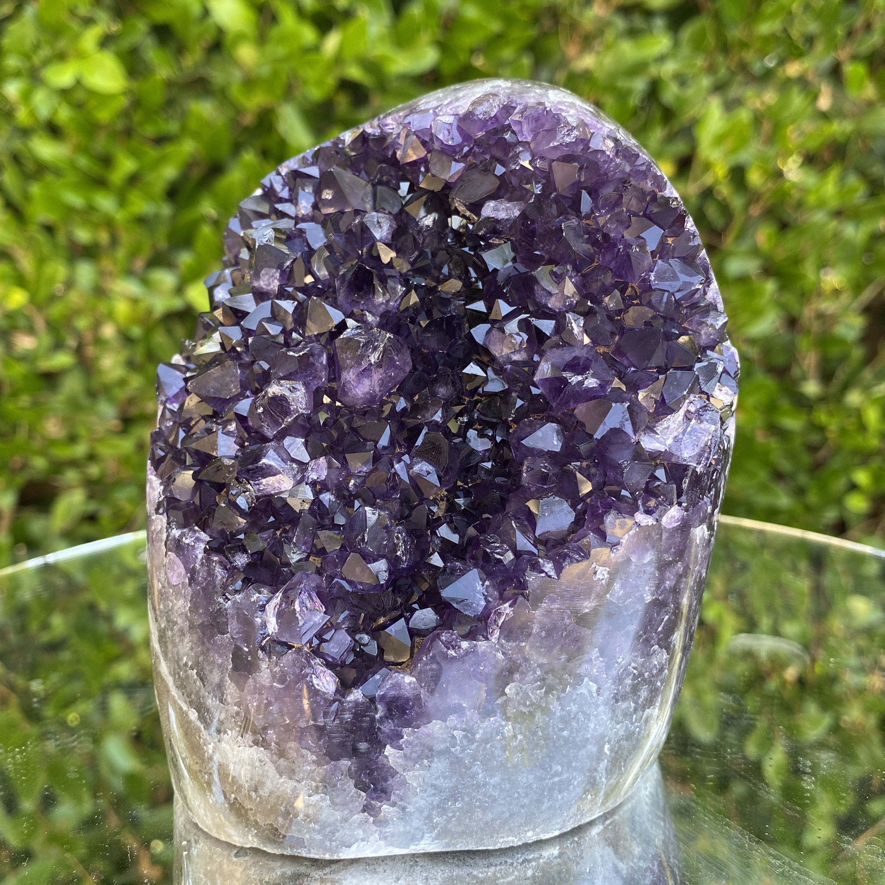 1.584kg 13x12x9cm Grade A+ Big Smooth Crystal Purple Amethyst Geode from Uruguay - Locco Decor