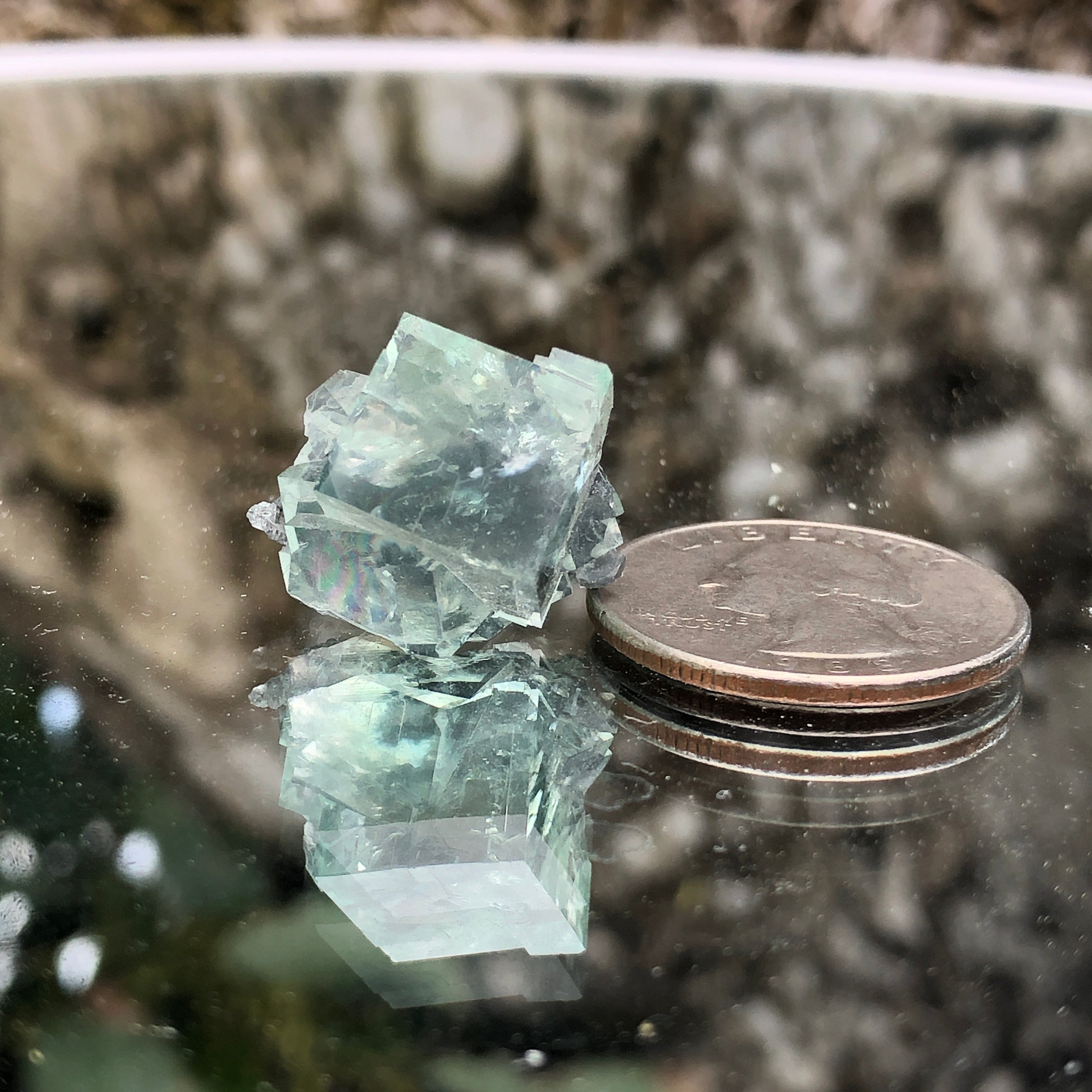 5g 2x2x2cm Glass Green and Clear Fluorite from Xianghualing,Hunan,CHINA