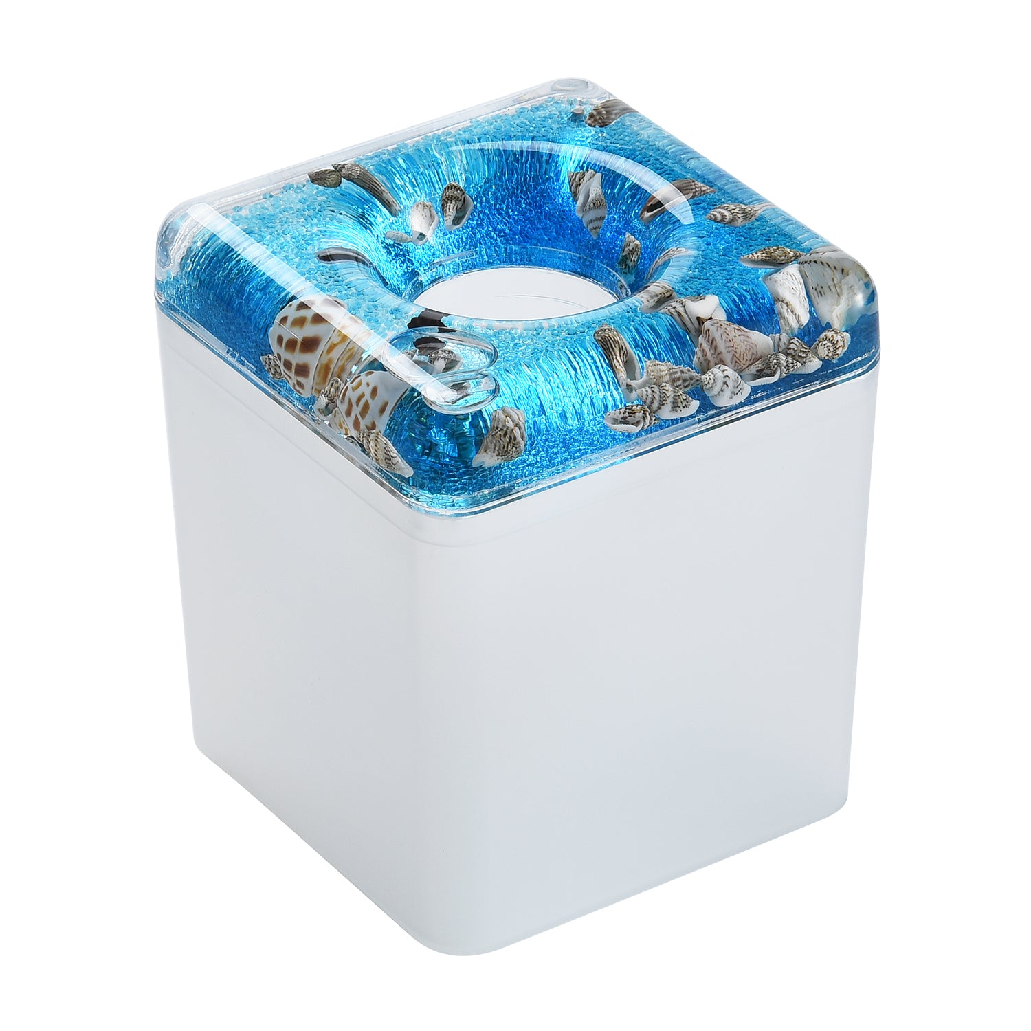 Acrylic Liquid 3D Floating Motion Square Tissue Holder Shell