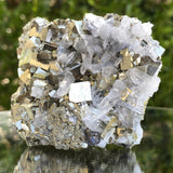456g 8x7x5cm Gold pyrite with Quartz Galena from Peru - Locco Decor