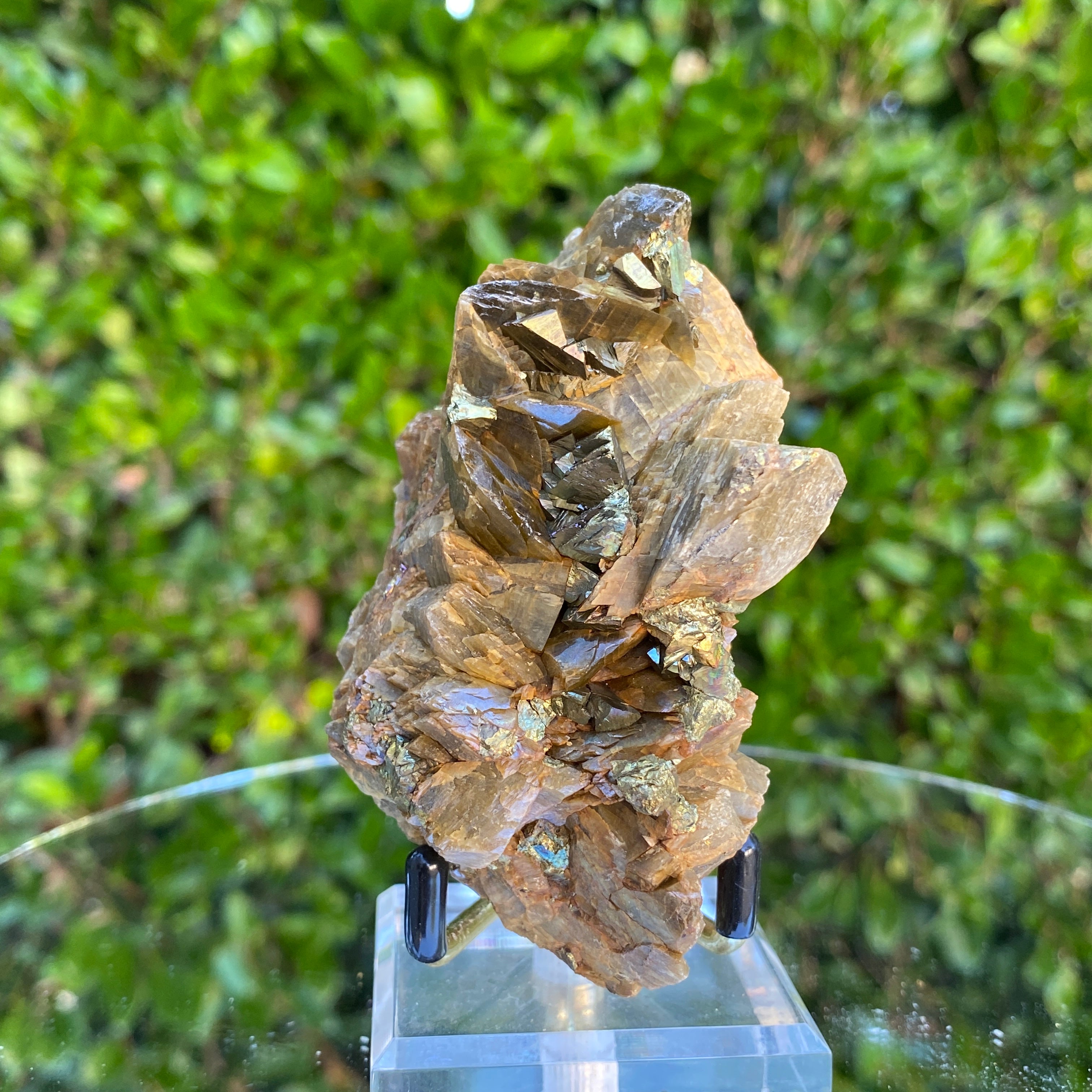 312g 9x8x5cm Brown Chalcopyrite with Gold Siderite from Guizhou,China
