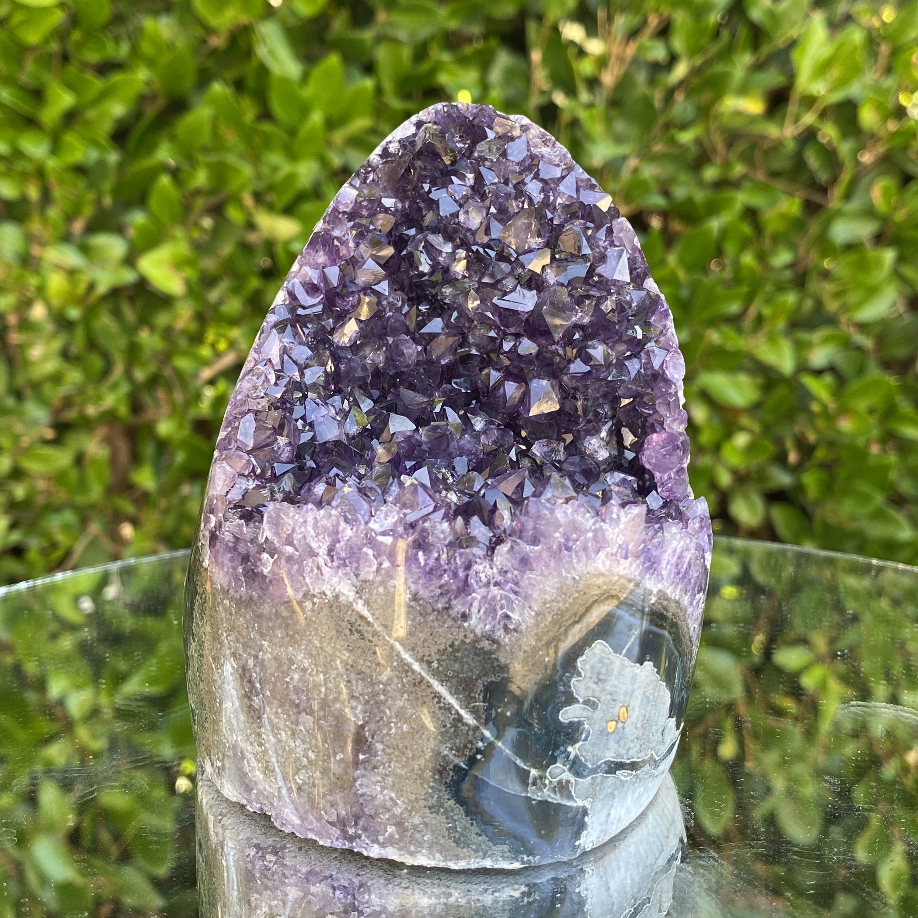 1.056kg 11x10x9cm Grade A+ Big Smooth Crystal Purple Amethyst Geode from Uruguay - Locco Decor