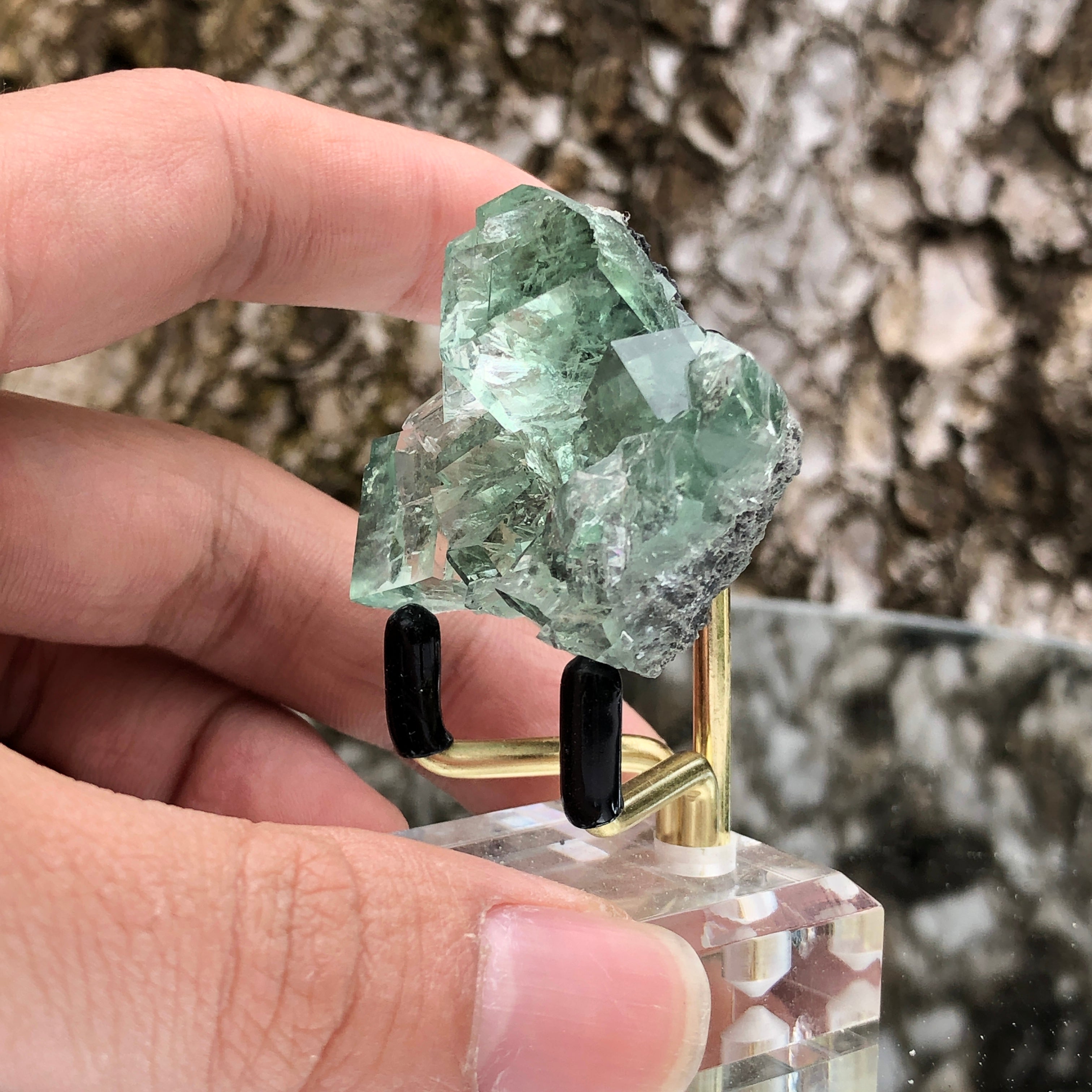 44g 4x4x2cm Glass Green and Clear Fluorite from Xianghualing,Hunan,CHINA