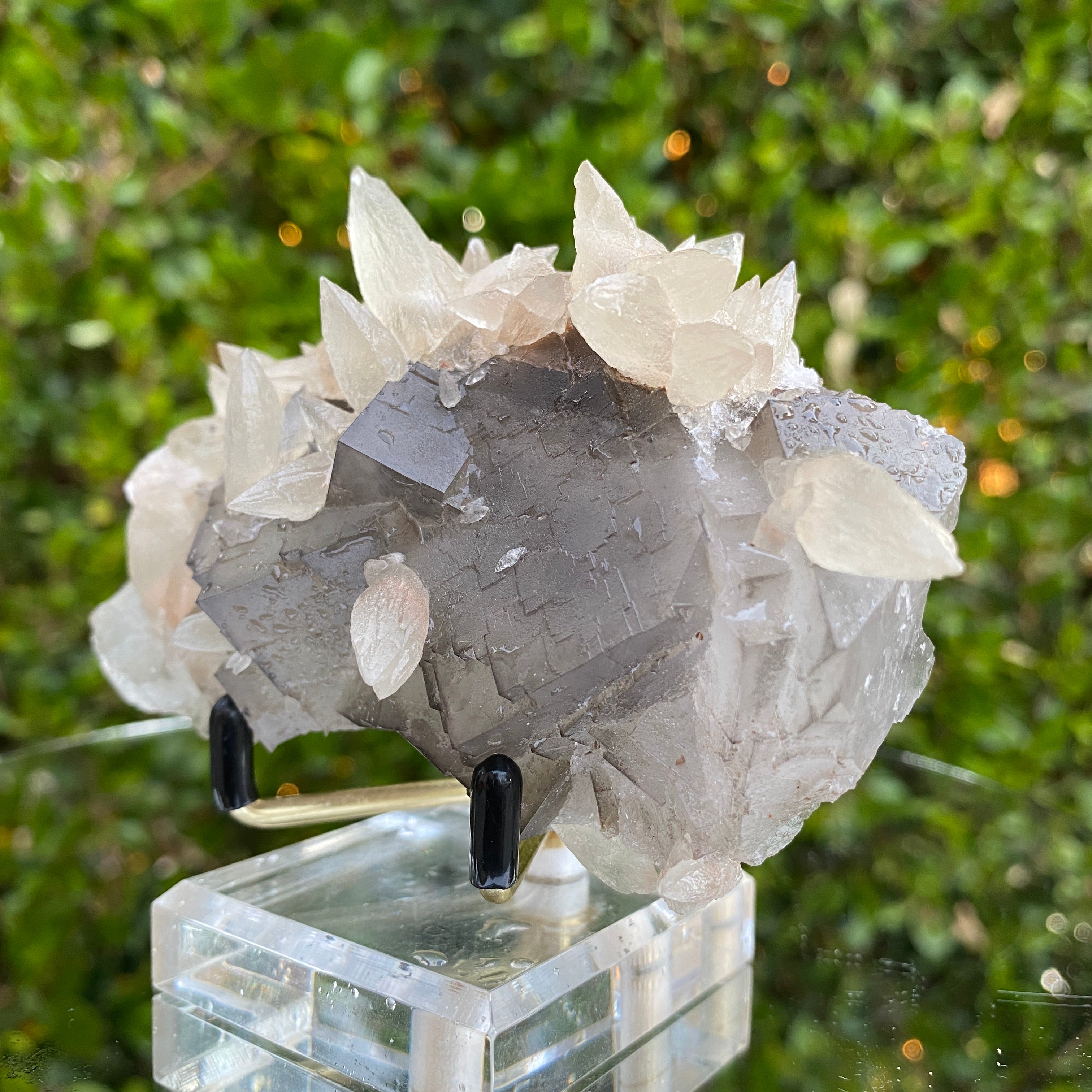 282g 11x7x5cm White Calcite with  Grey Fluorite from Balochistan, Pakistan