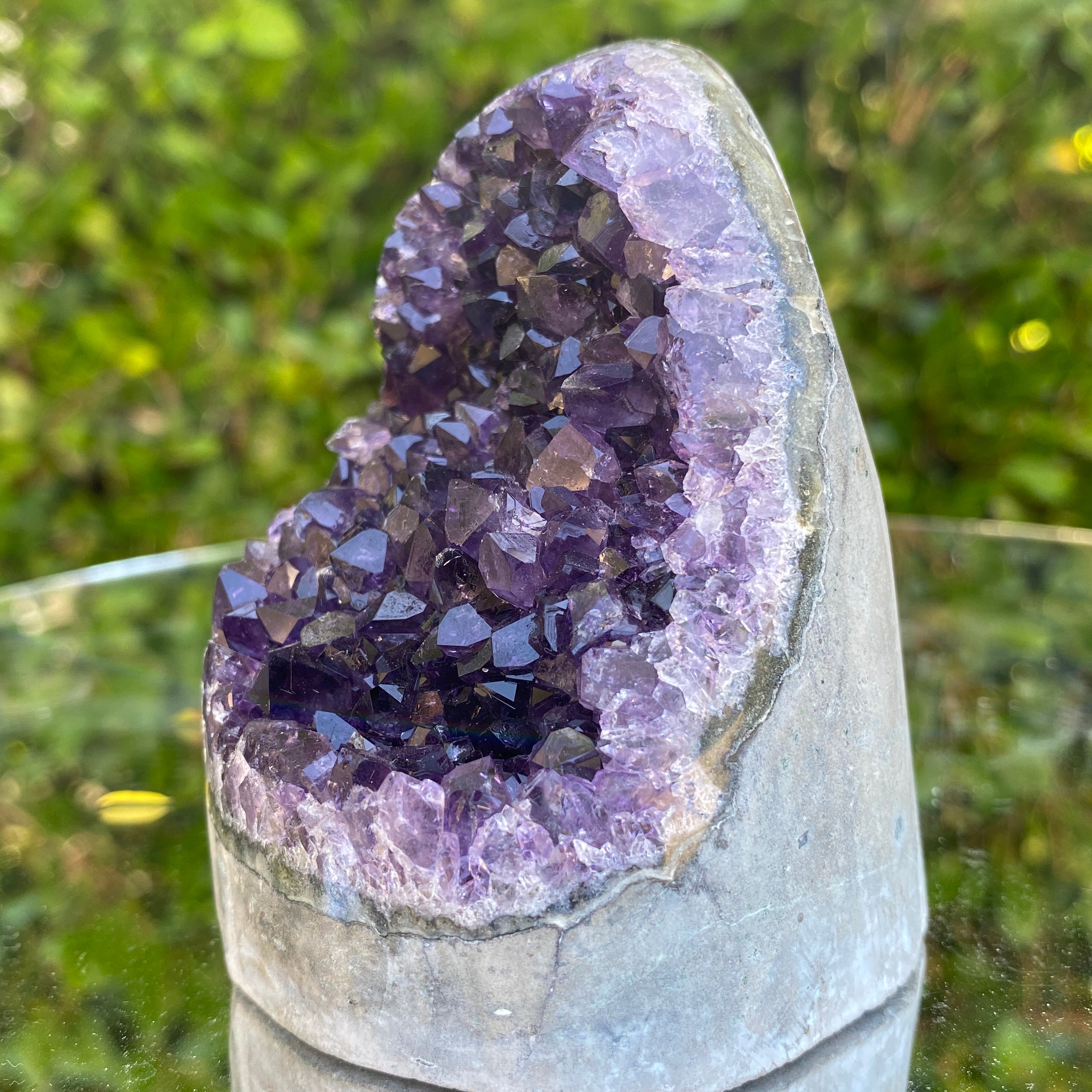 402g 7x7x6cm Grade A+ Big Smooth Crystal Purple Amethyst Geode from Uruguay