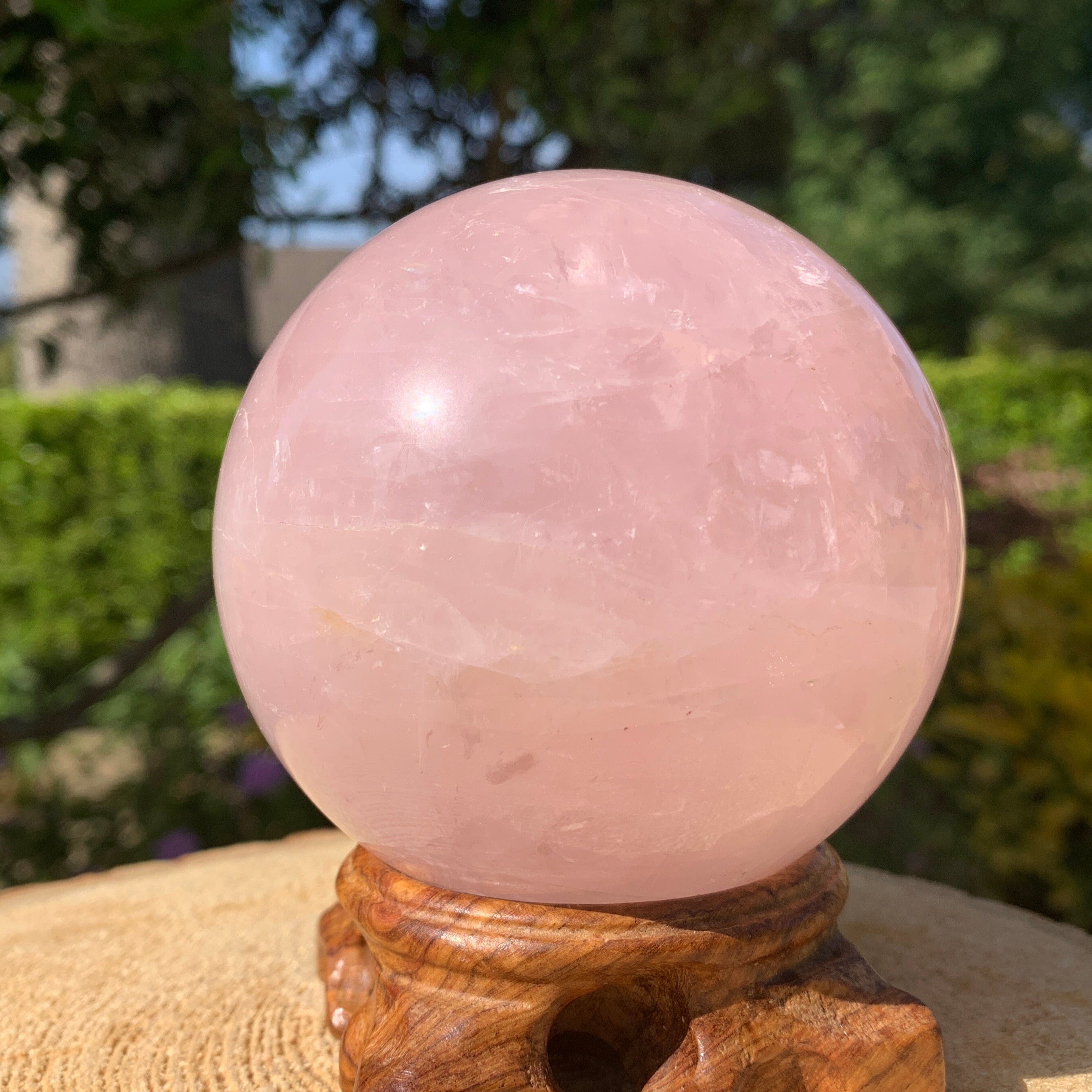 792g 8x8x8cm Pink Rose Quartz Sphere from China