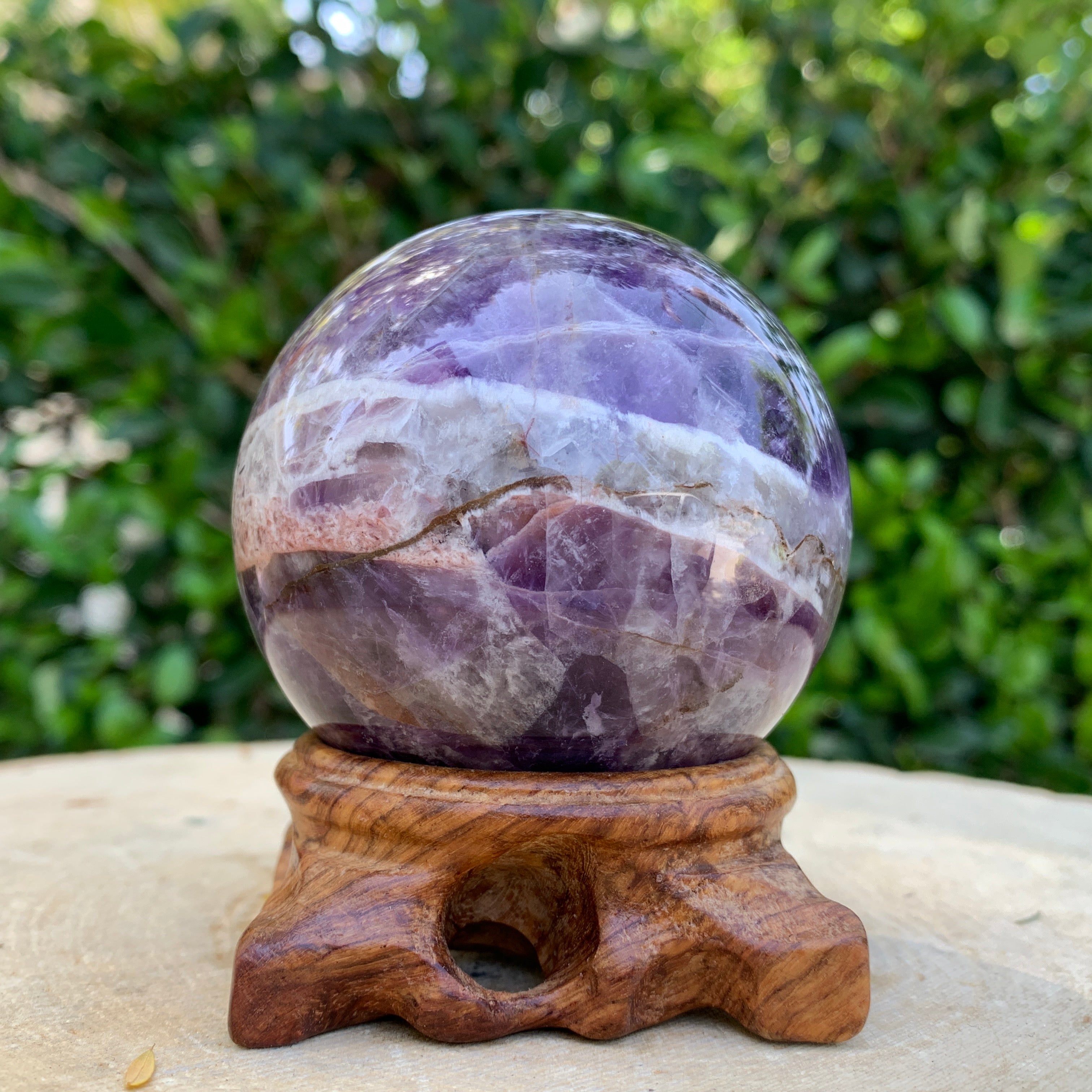 450g 6x6x6cm Purple Banded Chevron Amethyst Sphere from South Africa