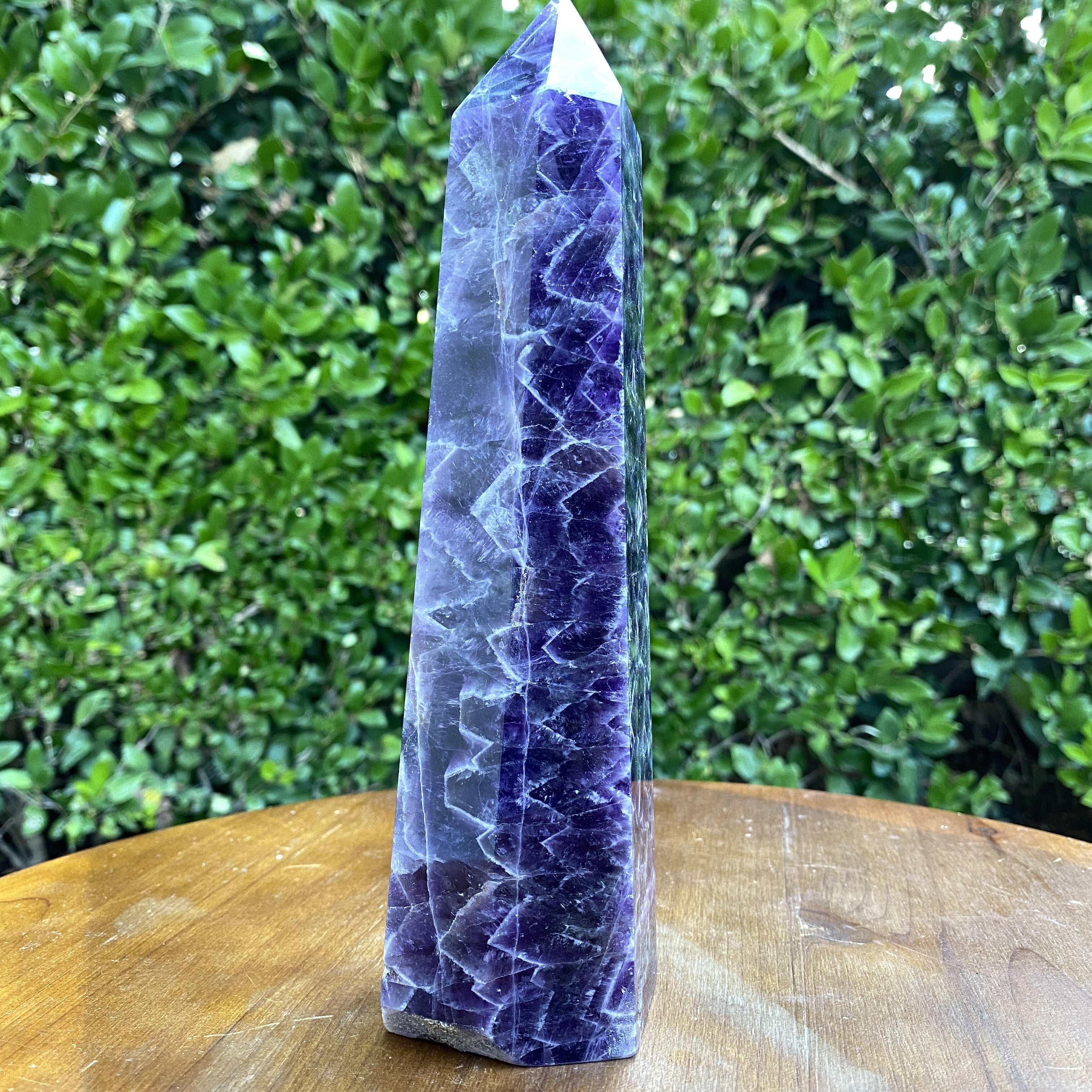 1.05kg 22x7x6cm Purple Banded Chevron Amethyst Point Tower from South Africa - Locco Decor