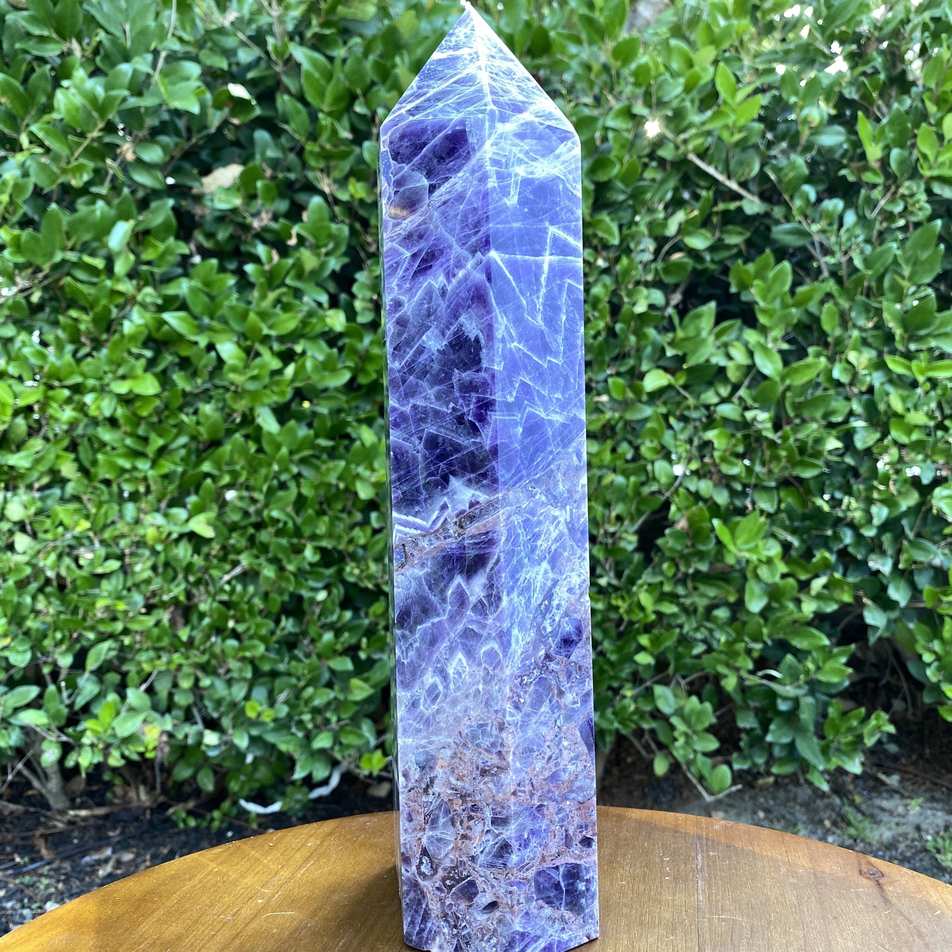 3.89kg 33x10x7cm Purple Banded Chevron Amethyst Point Tower from South Africa - Locco Decor