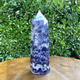 884g 18x7x6cm Purple Banded Chevron Amethyst Point Tower from South Africa - Locco Decor