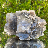 654g 12x8x8cm Spiky White Calcite Frost Bicolor Purple Grey Fluorite from Balochistan, Pakistan