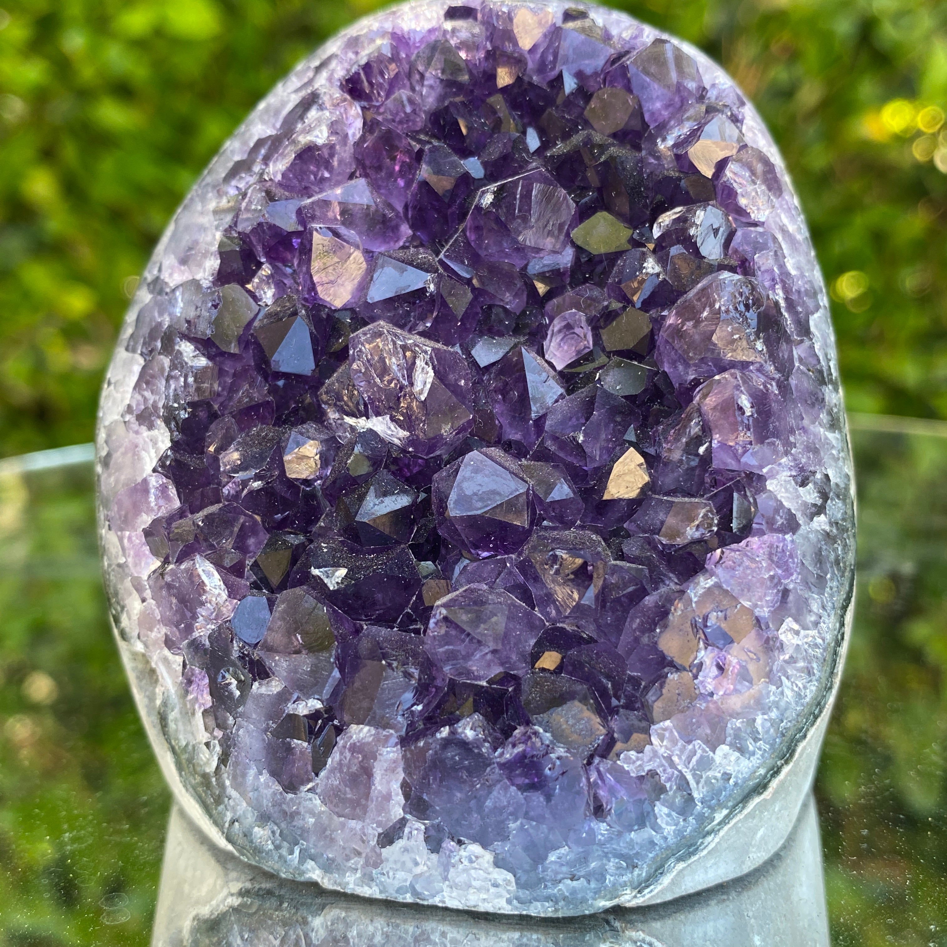 472g 8x8x7cm Grade A+ Big Smooth Crystal Purple Amethyst Geode from Uruguay