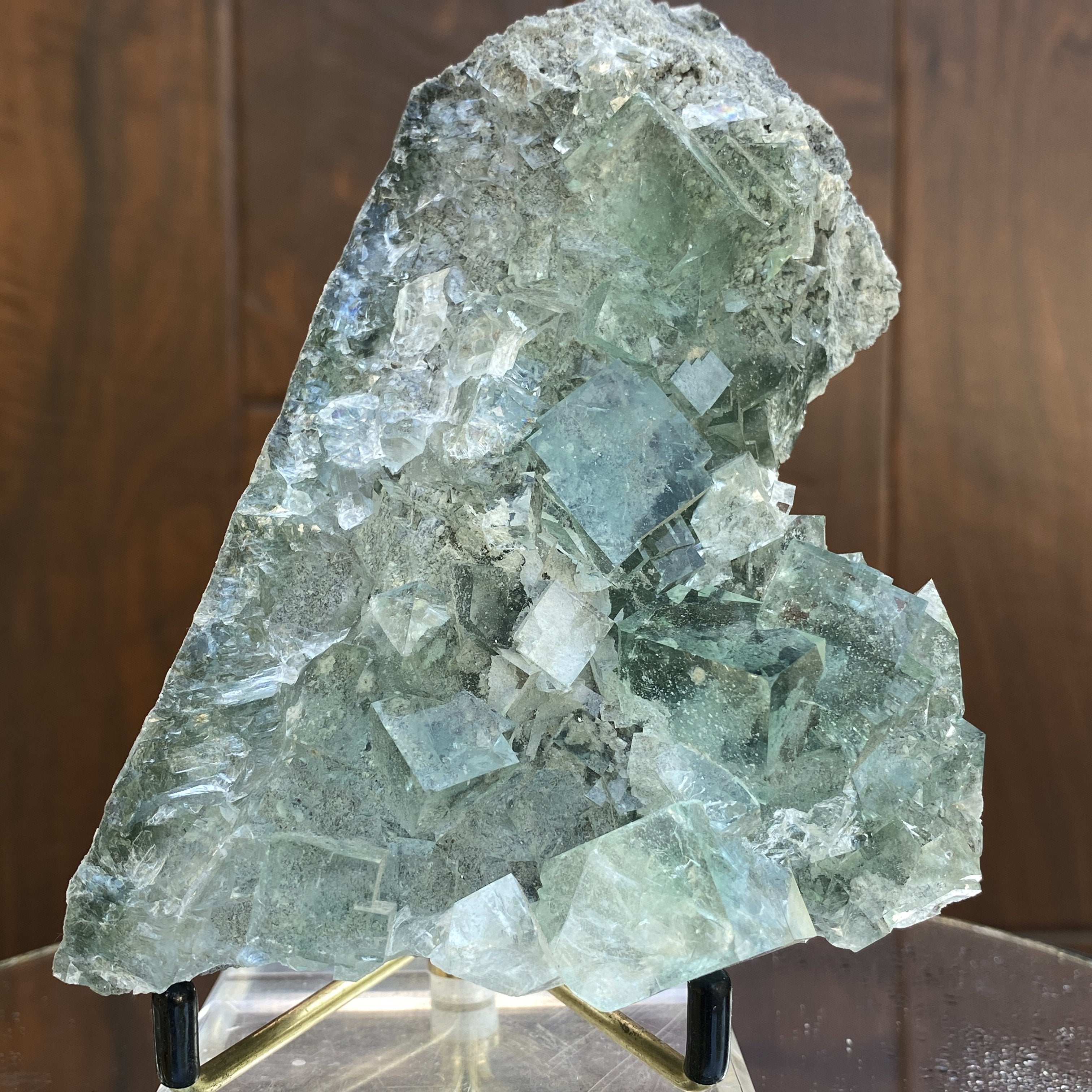 654g 12x10x6cm Glass Green Clear Transparent Fluorite from China - Locco Decor