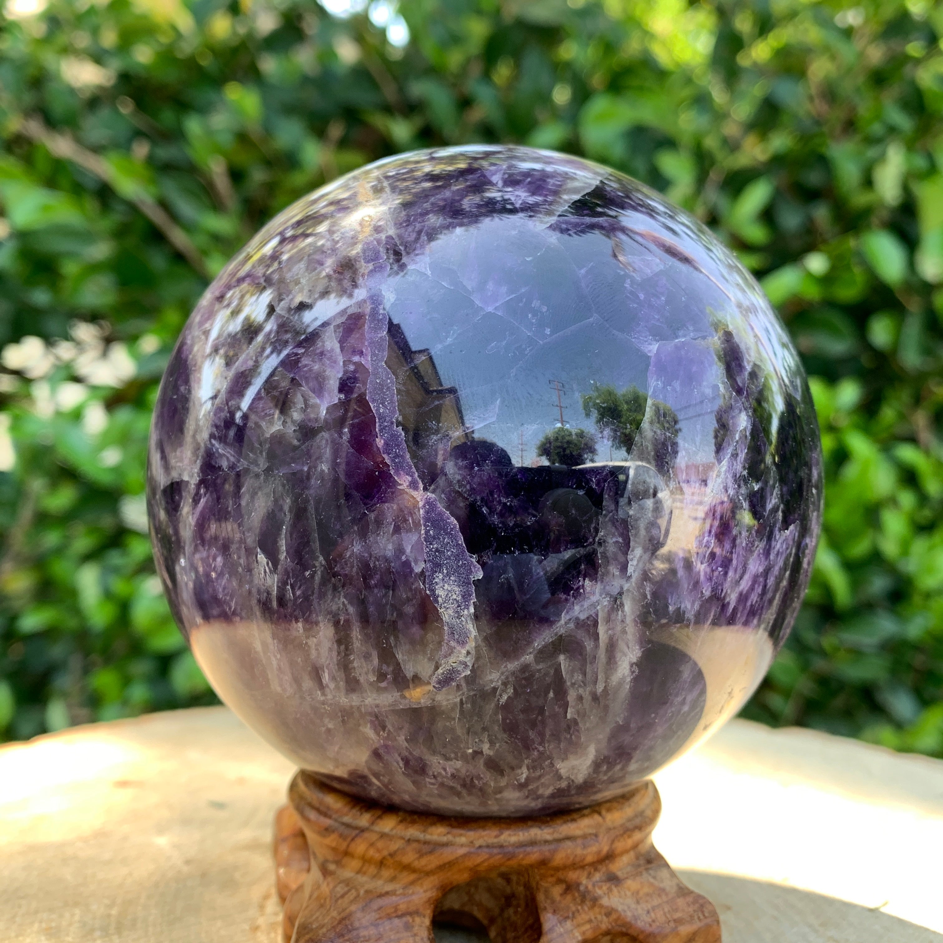 1.44kg 10x10x10cm Purple Banded Chevron Amethyst Sphere from South Africa