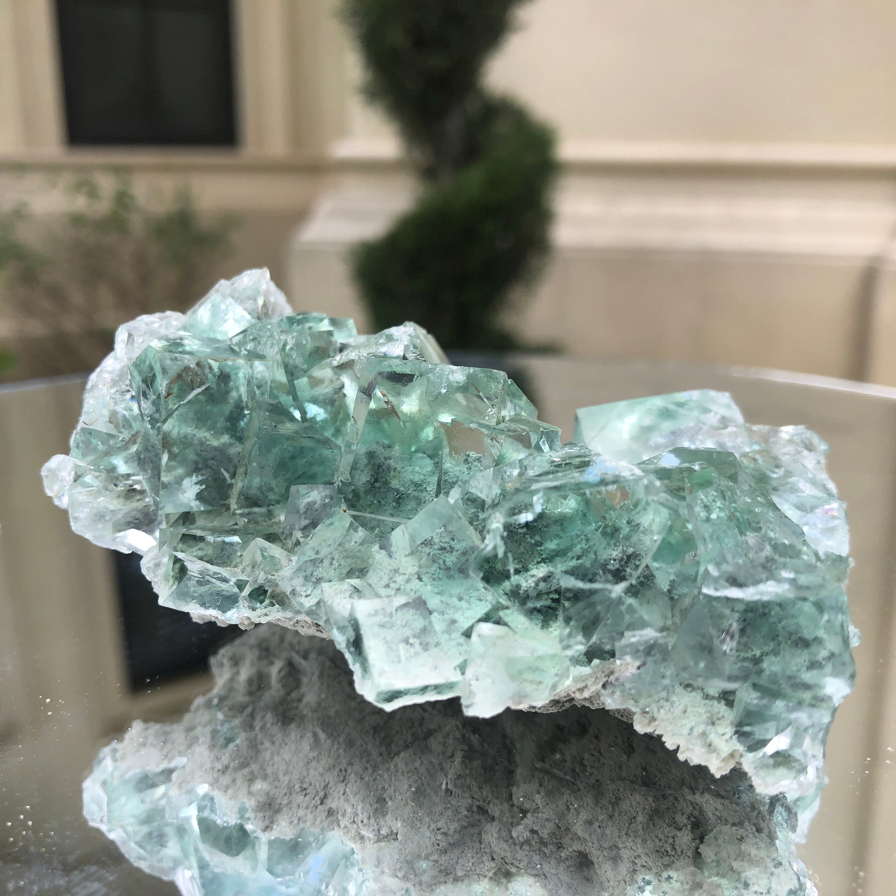 224g 9x8x5cm Glass Green and Clear Fluorite from Xianghualing,Hunan,CHINA