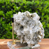 498g 12x7x7cm Gold  Clear Quartz Pyrite with Grey Galena from Huaron, Peru