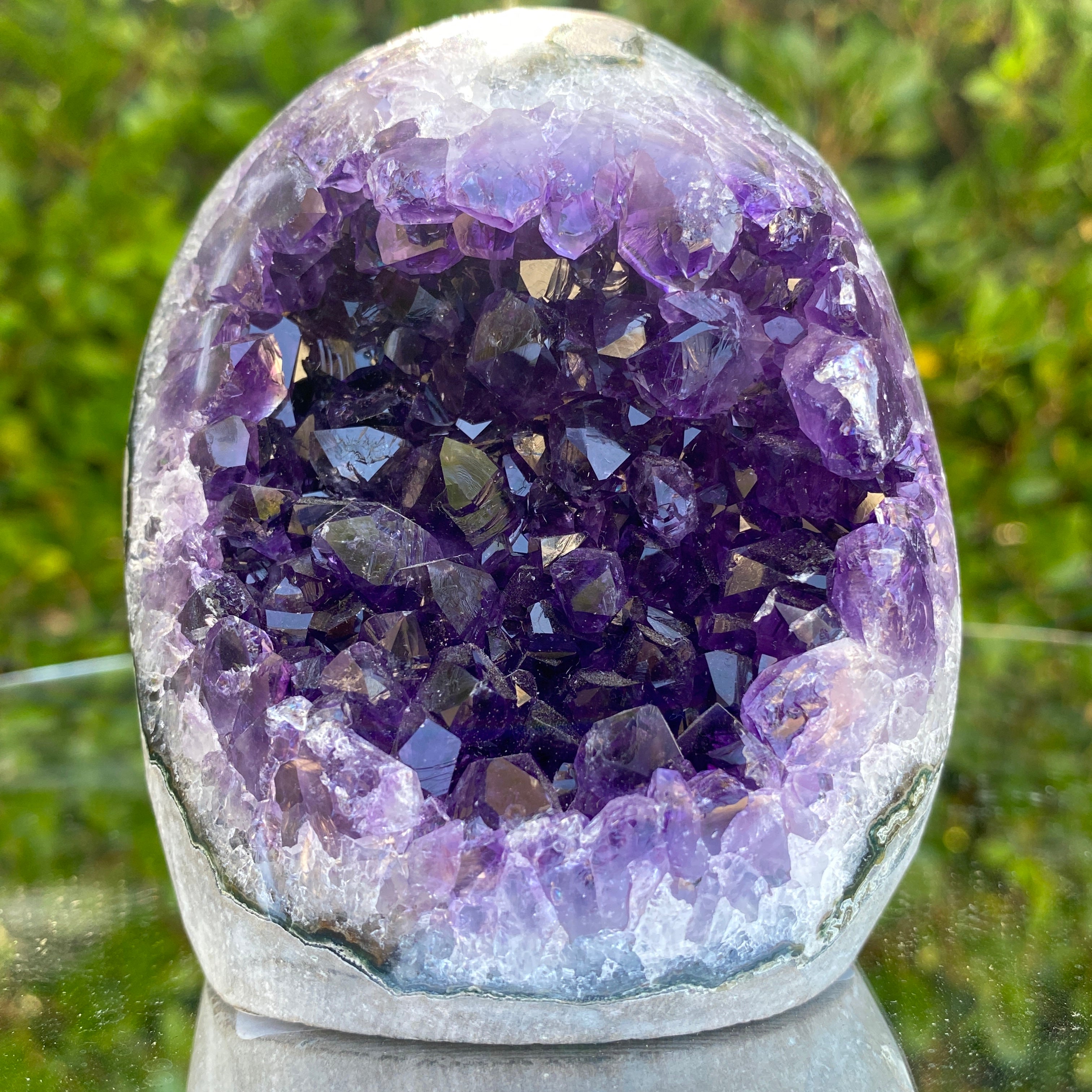 616g 10x9x7cm Grade A+ Big Smooth Crystal Purple Amethyst Geode from Uruguay
