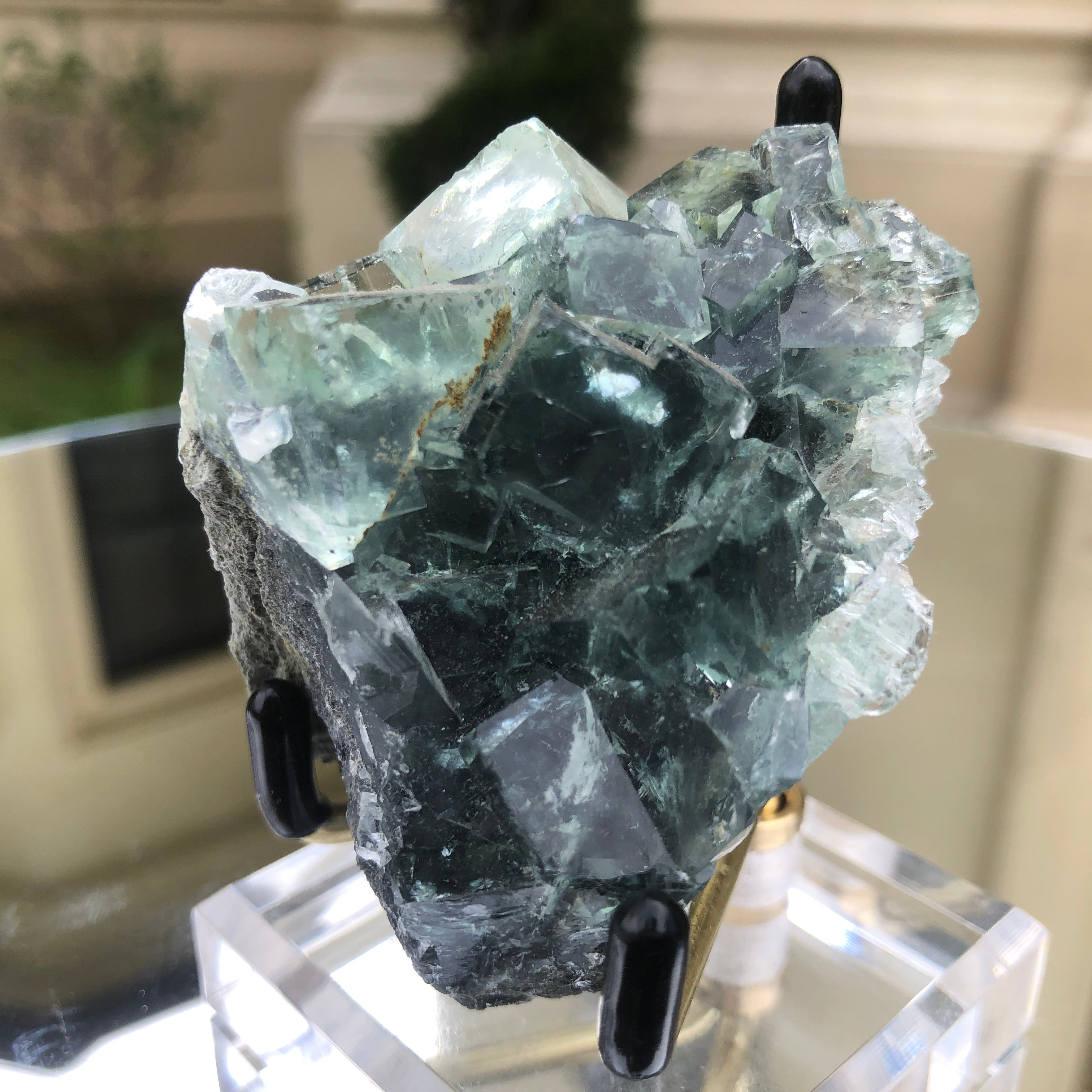 98g 7x6x4cm Glass Green and Clear Fluorite from Xianghualing,Hunan,CHINA