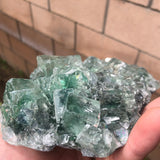 796g 18x10x5cm Glass Green and Clear Fluorite from Xianghualing,Hunan,CHINA