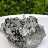 704g 13x8x6cm Gold  Clear Quartz Pyrite with Grey Galena from Huaron, Peru