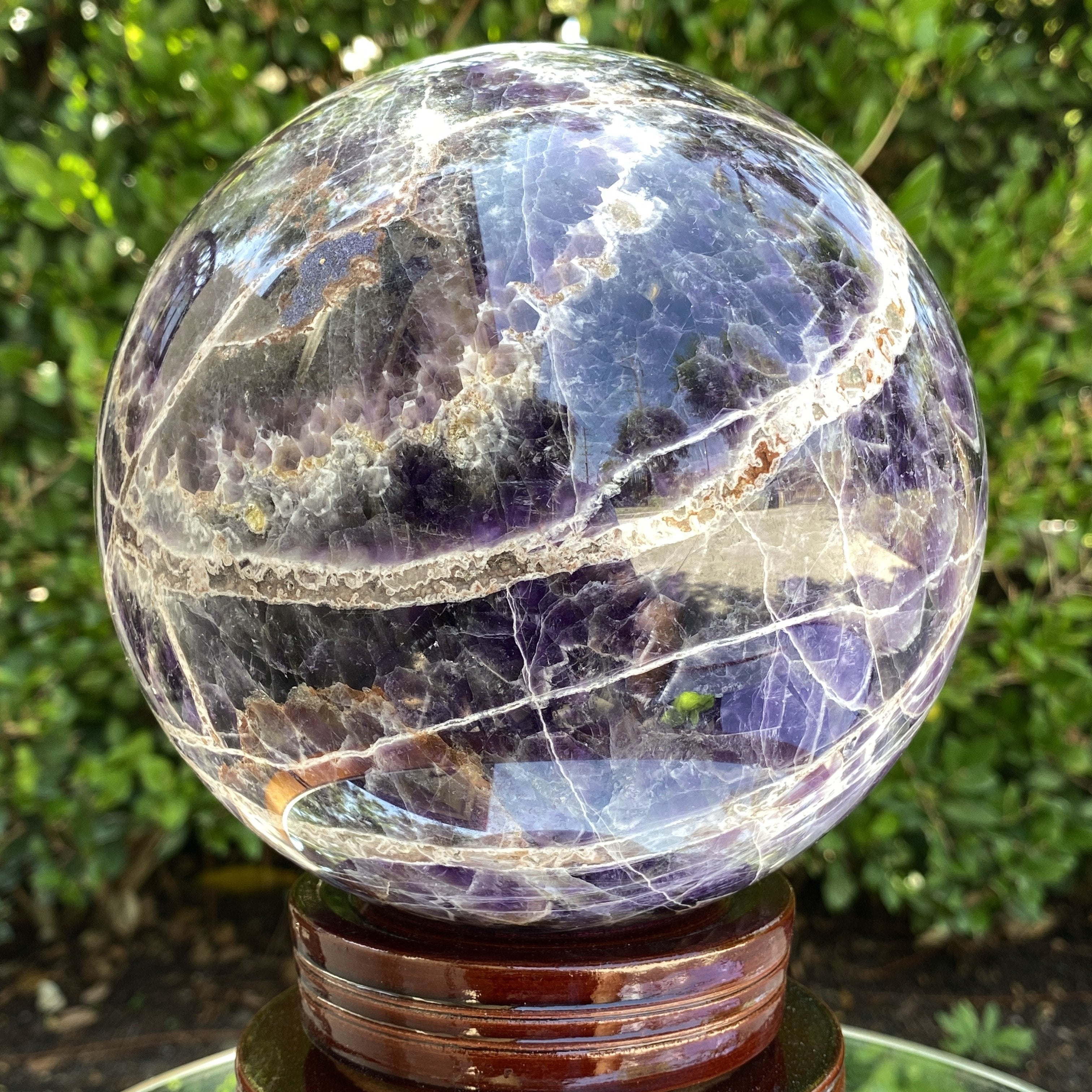 16 cm 5.7 KG Purple Banded Chevron Amethyst Sphere from Zambia L002 - Locco Decor