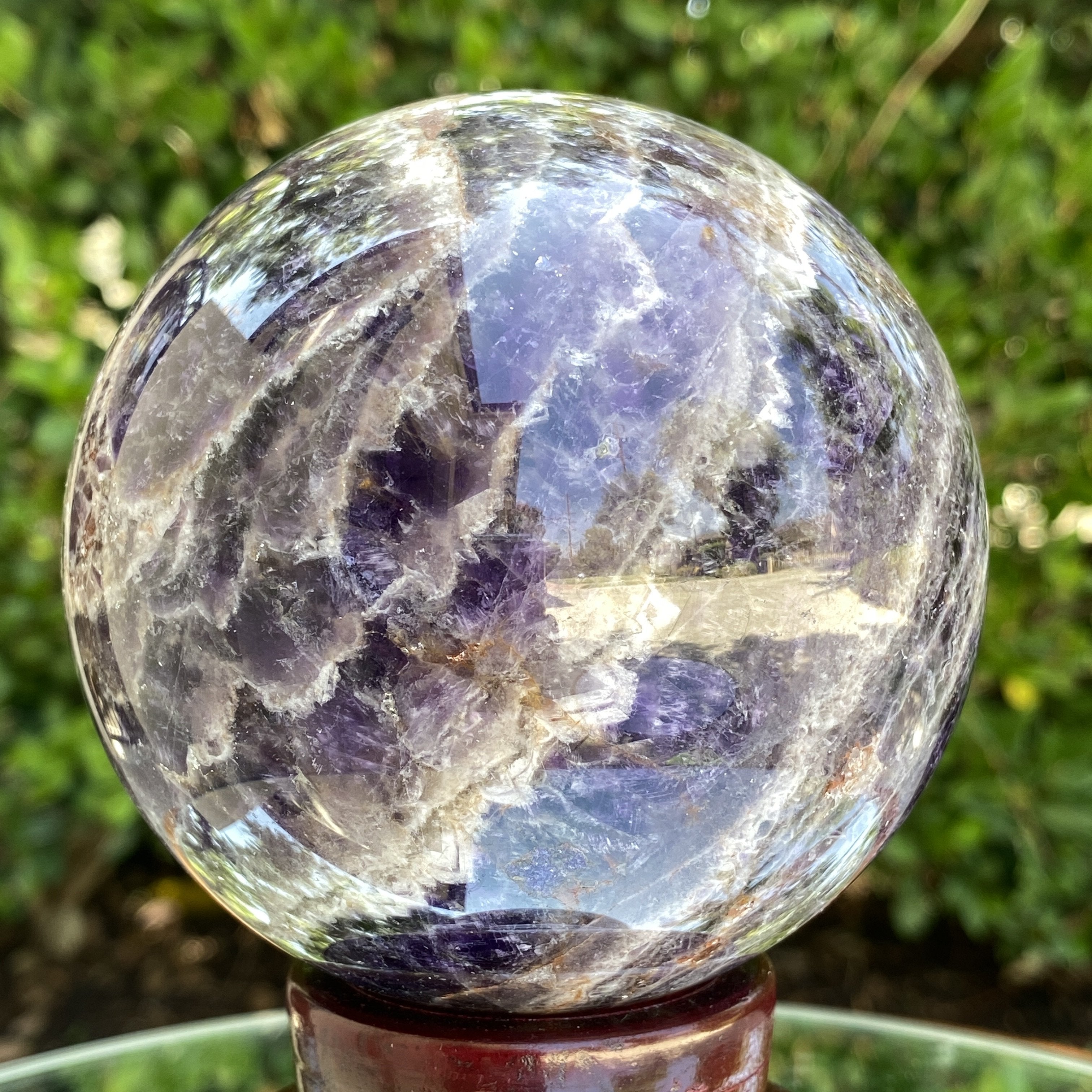 9.5 cm 1.25 KG Purple Banded Chevron Amethyst Sphere from Zambia S001 - Locco Decor