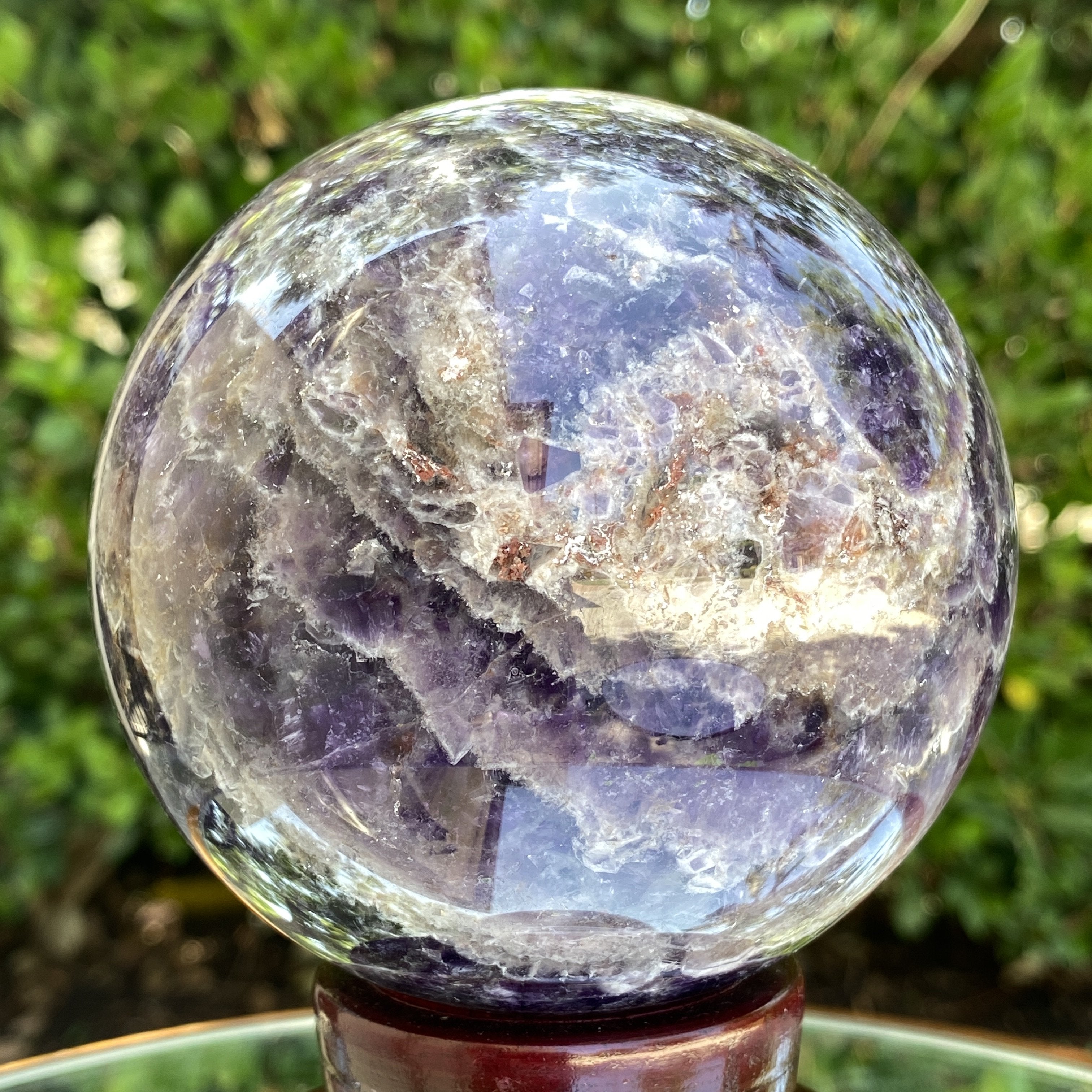 9.5 cm 1.25 KG Purple Banded Chevron Amethyst Sphere from Zambia S001 - Locco Decor