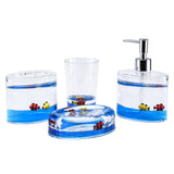 4 Piece Acrylic Liquid 3D Floating Motion Bathroom Vanity Accessory Set Fish