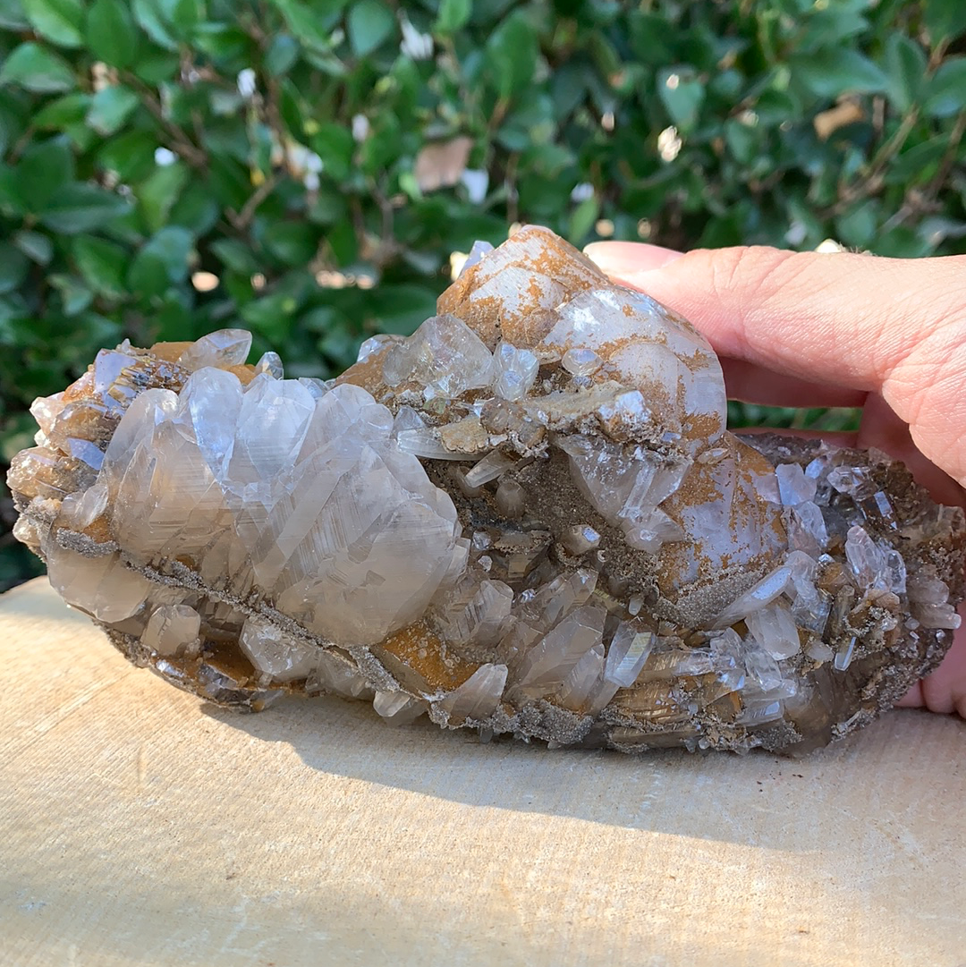 852g 17x9x8cm Brown and White Leiping Calcite from China