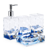 5 Piece Acrylic Liquid 3d Floating Motion Bathroom Vanity Accessory Set Shell